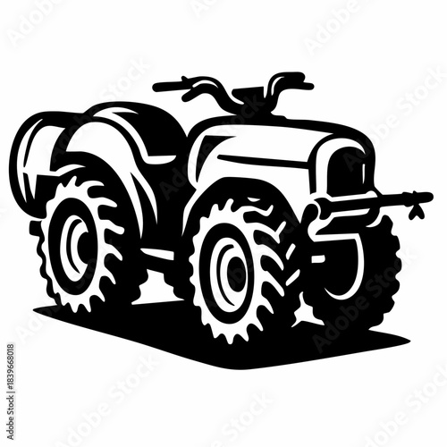 ATV Quad Bike Off-Road Vehicle Black White Vector Illustration