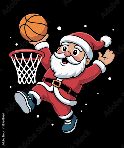 Merry Christmas Funny Santa Dunking Basketball