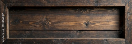 Distressed wooden picture frame, dark wood tones, simple design, background, dark wood