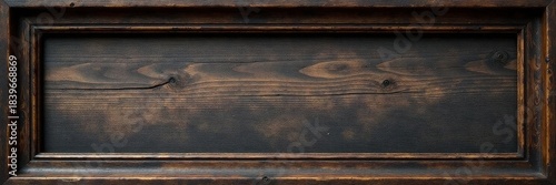 Distressed wooden picture frame, dark wood tones, simple design, photography prop, wooden frame, display frame