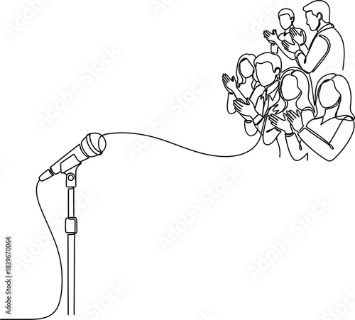Microphone and clapping audience