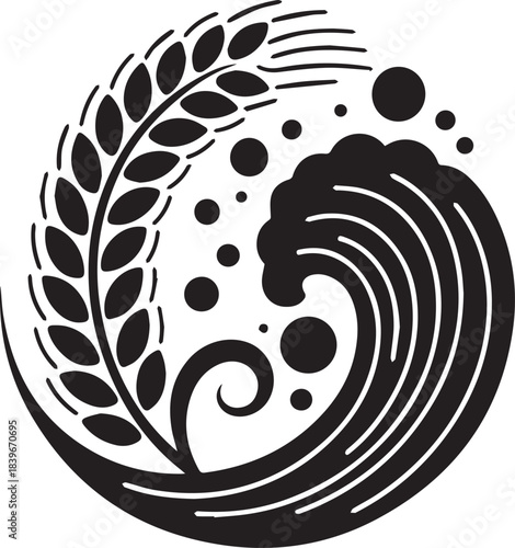 Wheat and wave symbol