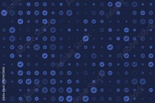 Modern Abstract Pattern of Blue Check Marks and Circles on a Dark Background for Technology and Approval Concepts