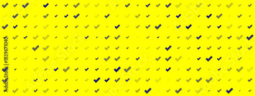 Seamless checkmark pattern on a vibrant yellow background, symbolizing approval, completion, and success in a modern digital design.
