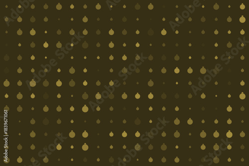 Subtle Golden Christmas Ornaments Seamless Pattern on Dark Olive Green Background for Festive Holiday Designs