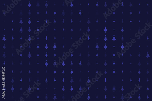 Seamless Abstract Pattern of Blue Christmas Trees and Stars on a Dark Navy Background for Holiday Design