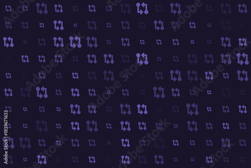 Abstract digital background with repeating interconnected arrow loop symbols in varying shades of purple, creating a seamless technological pattern.