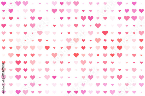 Romantic digital pattern featuring a multitude of pink and red heart shapes scattered across a dark background, ideal for love, Valentine's Day, or celebration designs.