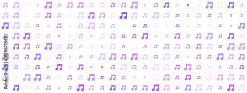 Vibrant purple and violet musical eighth notes pattern on a deep transparent background, symbolizing rhythm, melody, and sound.