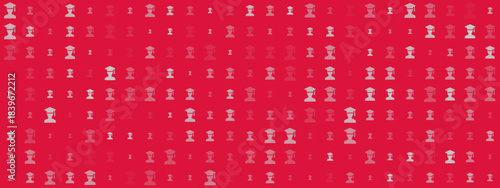 Seamless vector pattern featuring academic graduation caps and small award trophies on a vibrant red backdrop, symbolizing education, achievement, and success.
