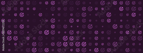 Abstract digital pattern background with repeating purple circular arrow icons in varying sizes and opacities, creating a modern and dynamic texture for technology and data concepts.