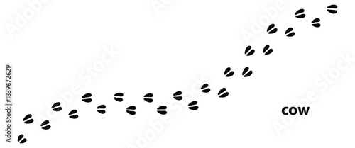 Cow Footprint Isolated Vector,Cow Footprint Trail Vector Graphic,Cow Hoof Print Vector Illustration on White Background