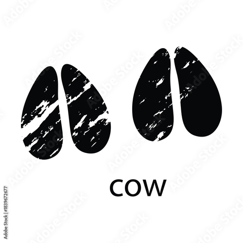 Cow Footprint Isolated Vector,Cow Footprint Trail Vector Graphic,Cow Hoof Print Vector Illustration on White Background