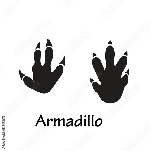 Armadillo Paw Print Vector Illustration,Armadillo Footprint Track Icon Vector