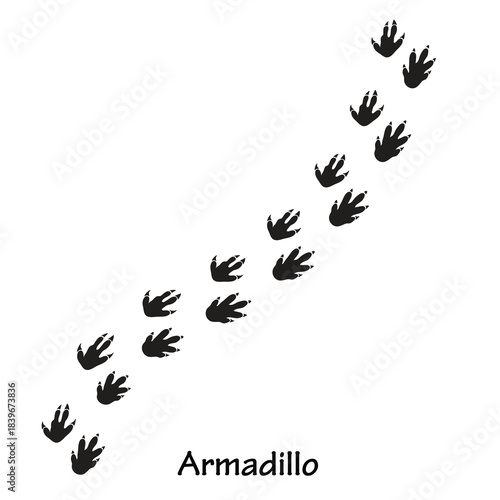 Armadillo Paw Print Vector Illustration,Armadillo Footprint Track Icon Vector