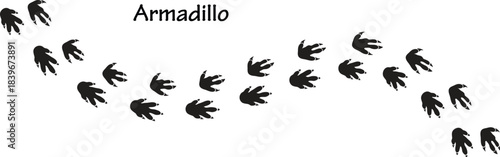 Armadillo Paw Print Vector Illustration,Armadillo Footprint Track Icon Vector