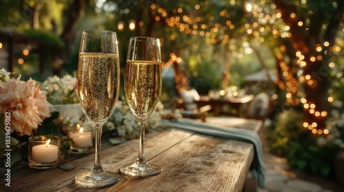 Cheers! Champagne & Candles at a Romantic Outdoor Celebration