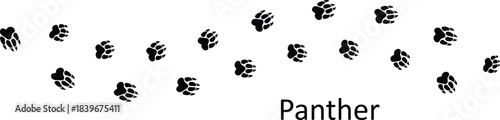 Black Panther Paw Print Vector Illustration,Black Panther Track Mark Vector Graphic