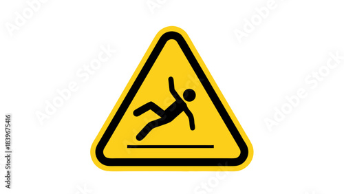 Free Download Caution Sign Warning Icon Depicting A Person Slipping On A Wet Surface With A Yellow Triangle Border And Black Silhouette On A Black Background Symbolizing Danger And Hazard - GFXLoad