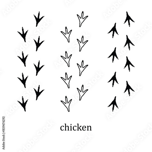Chicken Footprint Black Line Icon for UI Design,Chicken Paw Print Editable Stroke Vector Illustration