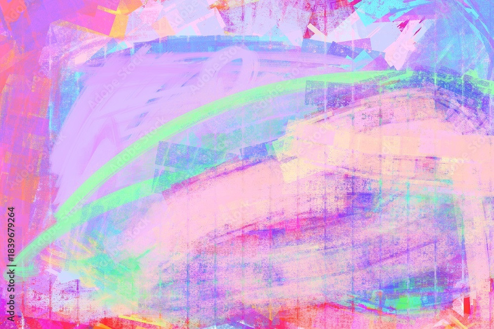 Fototapeta premium Abstract eye illustration. Vibrant hues dominate. Brushstrokes create texture. Pink, blue, green colors blend. Artistic depiction. Digital painting. Colorful design. Visual concept