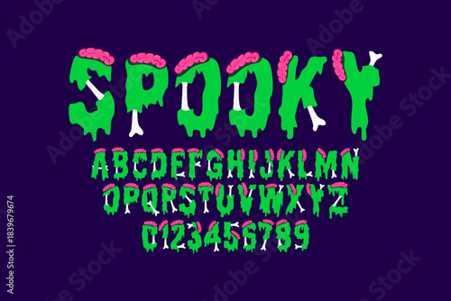 horror alphabet design. halloween font design. Melted and spooky cartoon font design for halloween or creepy concept