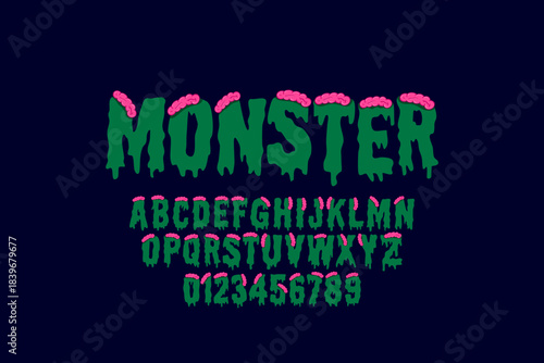 horror alphabet design. halloween font design. Melted and spooky cartoon font design for halloween or creepy concept