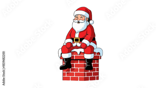 Santa Claus sitting on top of chimney