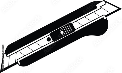 Black utility knife illustration simple design on transparent background silhouette
