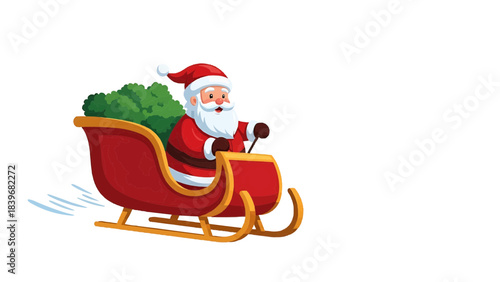 Santa Claus Riding in a Sleigh with gifts