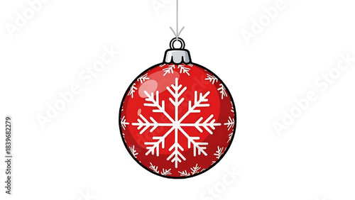 A vibrant red Christmas ornament with a snowflake design, perfect for festive holiday decor.