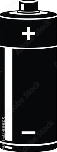Simple black aa battery icon on transparent background silhouette