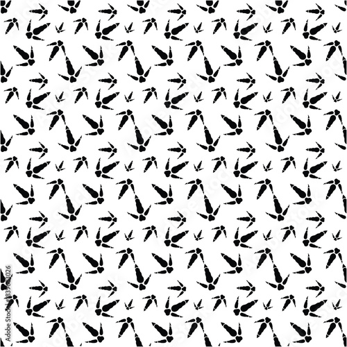 Emu Paw Print Background – Trendy Bird Track Vector Pattern,Emu Paw Print Minimal Pattern Background Vector