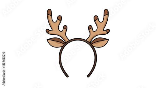 A festive deer antler headband, perfect for holiday celebrations. The headband features brown antlers and a matching headband base