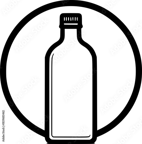 Minimalist black-white plastic bottle icon with clean lines, no shading, isolated on white. Simple, modern, scalable, and ideal for logos or digital use.