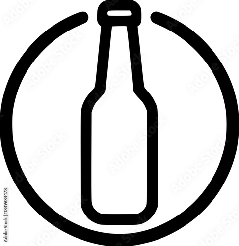 Minimalist black-white plastic bottle icon with clean lines, no shading, isolated on white. Simple, modern, scalable, and ideal for logos or digital use.