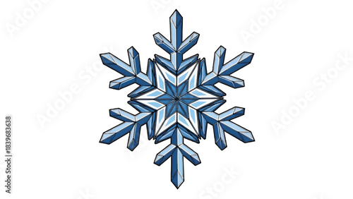 A close-up view of an intricate snowflake with multiple icy crystal structures