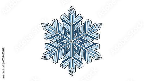 A close-up view of an intricate and detailed snowflake, showcasing its six-sided symmetry and icy beauty. The delicate structure and crystalline design evoke the essence of winter