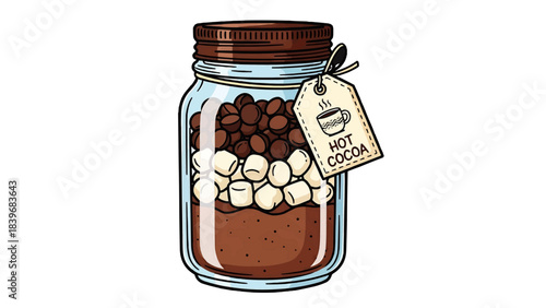 A Jar of Hot Cocoa Mix with Marshmallows and Chocolate Chips