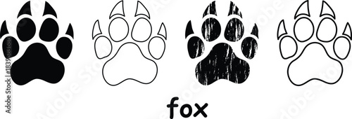 Fox Paw Print Vector Illustration,Animal Footprint Vector Illustration,Wildlife Footprint Track Symbol.