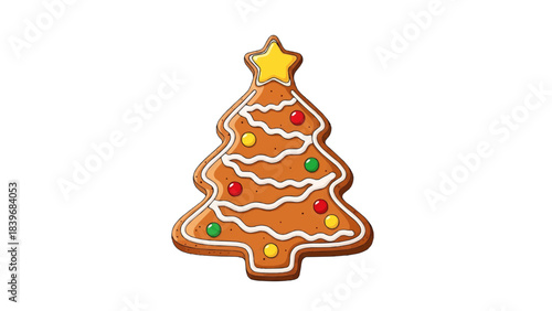Gingerbread Christmas tree with star and candies decoration