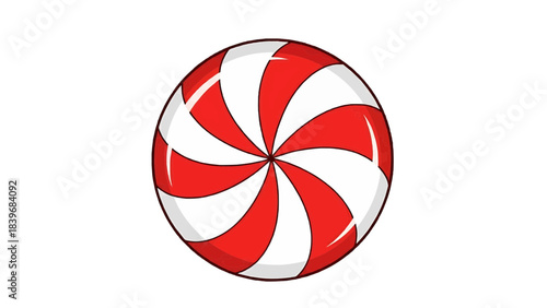 A colorful peppermint candy with red and white stripes