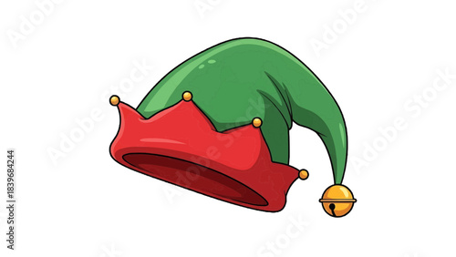Festive holiday elf hat, perfect for seasonal celebrations!  This hat features a classic design with a bell on the end