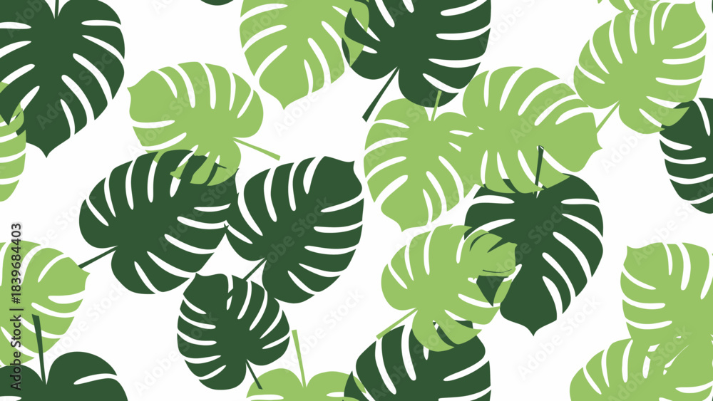 Fototapeta premium Tropical monstera leaf seamless pattern for textile design and backgrounds