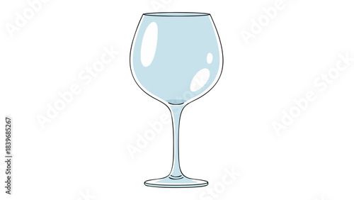 Clear Glass Wine Goblet Stemware Isolated on Black Background With Subtle Blue Tint and Reflective Surface Minimalist Object Studio Shot