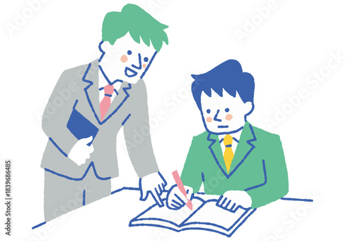 Male student receiving lessons from a teacher_Color