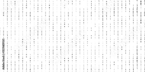 Halftone binary code gradient wave bg. Ones and zeros in oval gradation black and white texture. Digital system language. Computer encoding abstract background