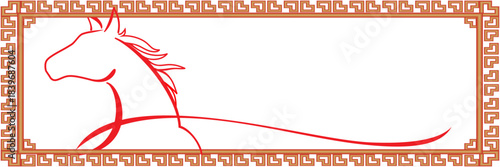Chinese new year fire horse line art Illustration background