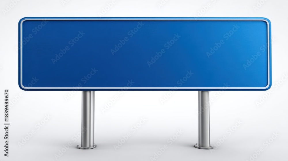 Fototapeta premium Blank Blue Sign on Posts for Custom Messaging and Information Display in Public Spaces