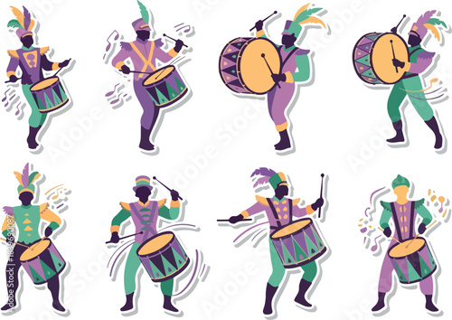 Mardi Gras Drummers Vibrant Carnival Musicians in Festive Attire